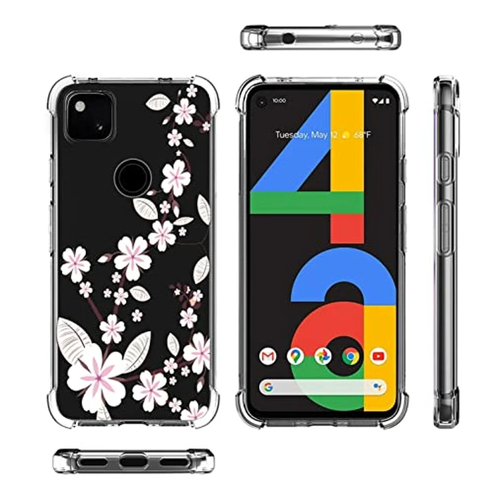 GREATRULY Floral Clear Case for Pixel 4a [NOT Fit Pixel 4a 5G] for Women Girls,Pretty Phone Case for Google Pixel 4a (2020),Flower Design Slim Soft Drop Proof TPU Bumper Silicone Cover Shell,FL-T by GREATRULY - Image 2