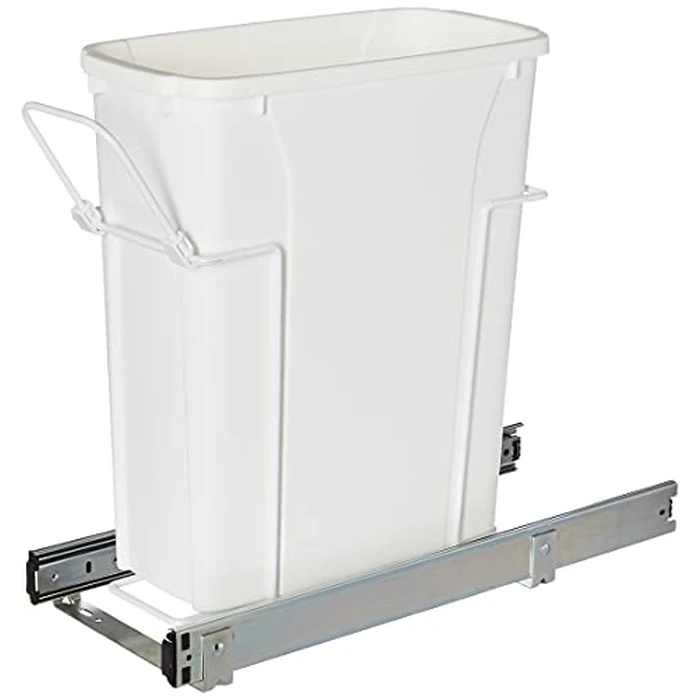 Knape & Vogt RS-PSW9-1-20-W 17 in. H x 8 in. W x D Steel in-Cabinet 20 Qt. Single White Pull Out Trash Can by Knape & Vogt - Used - Very Good condition - CA$65.30