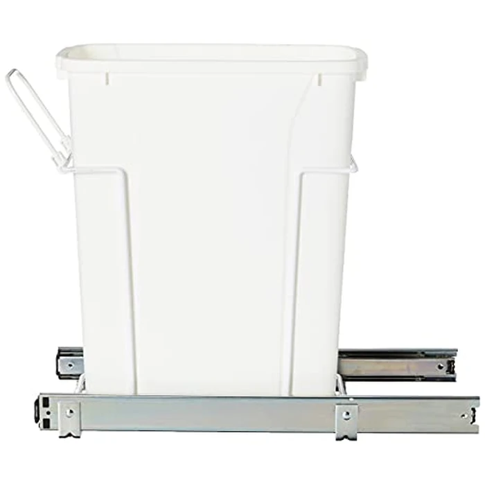 Knape & Vogt RS-PSW9-1-20-W 17 in. H x 8 in. W x D Steel in-Cabinet 20 Qt. Single White Pull Out Trash Can by Knape & Vogt - Image 2