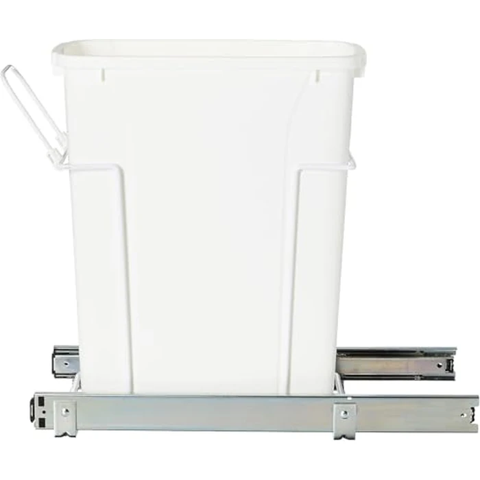 Knape & Vogt RS-PSW9-1-20-W 17 in. H x 8 in. W x D Steel in-Cabinet 20 Qt. Single White Pull Out Trash Can by Knape & Vogt - Image 4