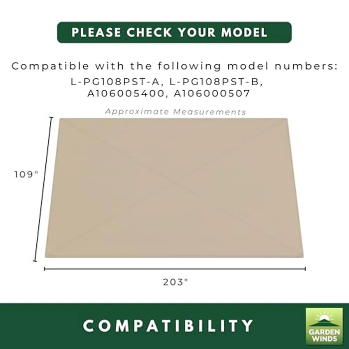 Garden Winds Reinforced Replacement Canopy Top Cover Compatible with The L-PG108PST-A, L-PG108PST-B, A106005400 Verano Pergola - Classic Sand, Riplock 350 by Garden Winds - Image 5