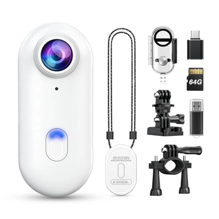 Losfom Z10 2K Action Camera, 64GB Wearable Sports Camera with Waterproof Case, Magnetic Clip, and Quick-Mount Accessories, Small Body Cam for Cycling, Diving and Outdoor Adventures (WT64GB) by Losfom - Used - Like New condition - US$52.39