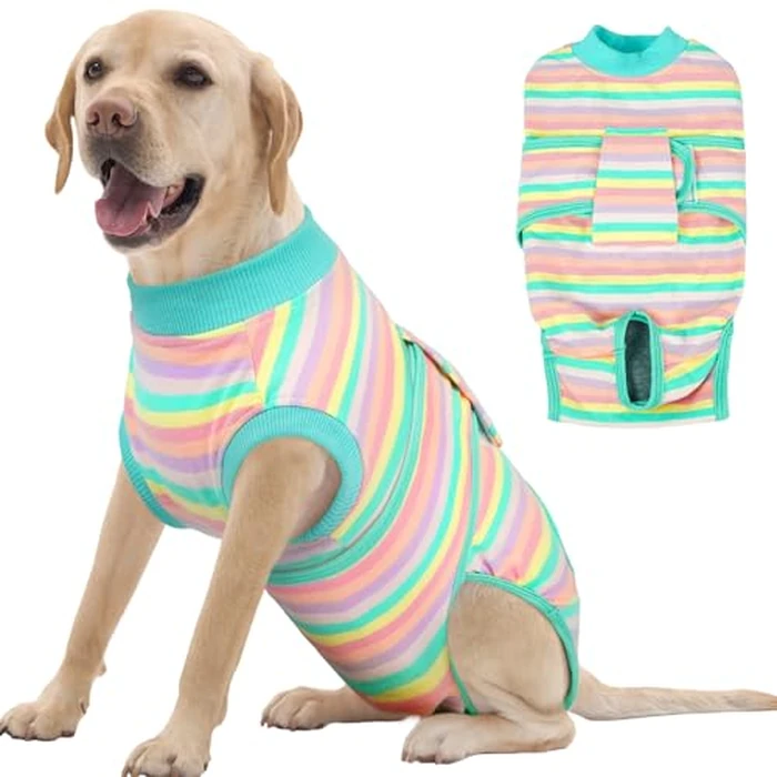 FUAMEY Recovery Suit for Dogs Cats After Surgery,Soft Breathable Pet Bodysuit E-Collar & Cone Alternative Surgical Suit Puppy Wear, Anti Licking Wounds Doggie Onesie Dog Neuter Shirt Mint Green XL by FUAMEY - Used - Very Good condition - CA$34.40
