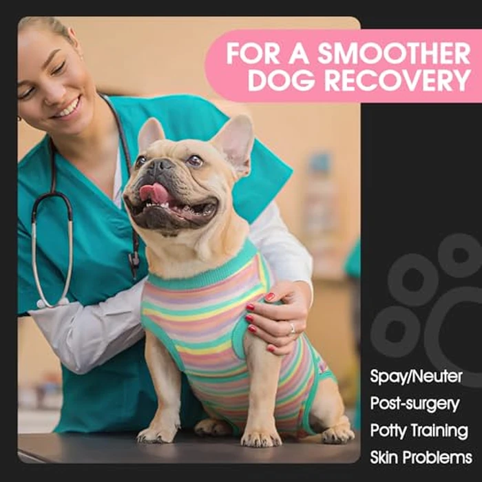 FUAMEY Recovery Suit for Dogs Cats After Surgery,Soft Breathable Pet Bodysuit E-Collar & Cone Alternative Surgical Suit Puppy Wear, Anti Licking Wounds Doggie Onesie Dog Neuter Shirt Mint Green XL by FUAMEY - Image 3