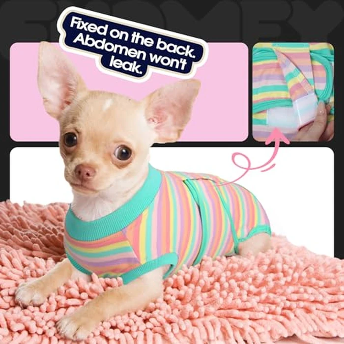 FUAMEY Recovery Suit for Dogs Cats After Surgery,Soft Breathable Pet Bodysuit E-Collar & Cone Alternative Surgical Suit Puppy Wear, Anti Licking Wounds Doggie Onesie Dog Neuter Shirt Mint Green XL by FUAMEY - Image 8
