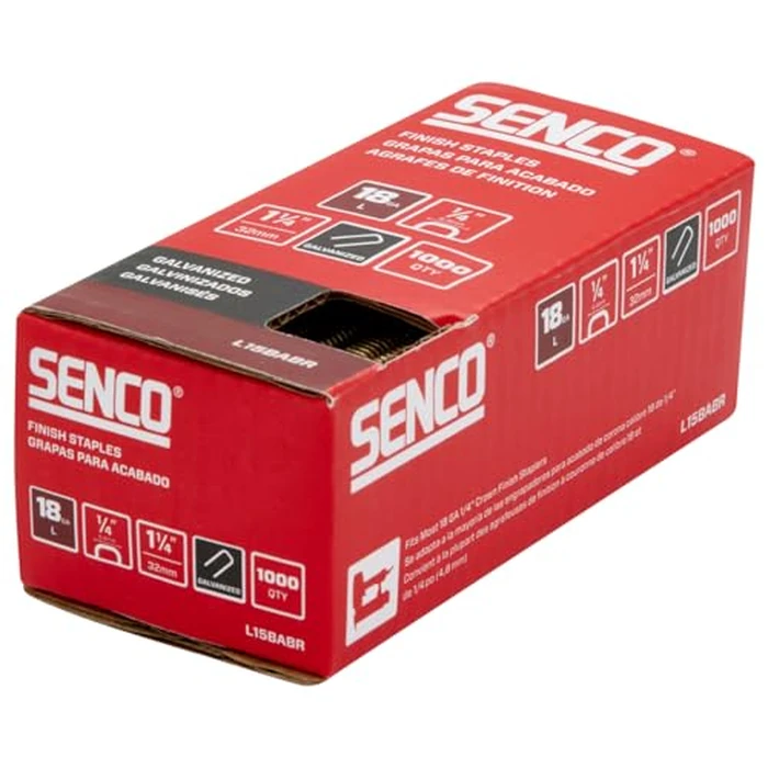 SENCO L15BABR 18 Gauge, 1/4" Crown Finish Staples, 1 1/4 Inch Length, Galvanized, 1,000 Count Pack by Senco - Image 3