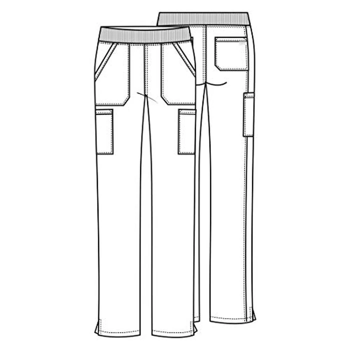 Cherokee Women's Scrub Pants Mid Rise Straight Leg Pull-on Cargo Pant with 6 Pockets & 2-Way Stretch Fabric - WW170T, L Tall, Pewter by Cherokee - Image 6