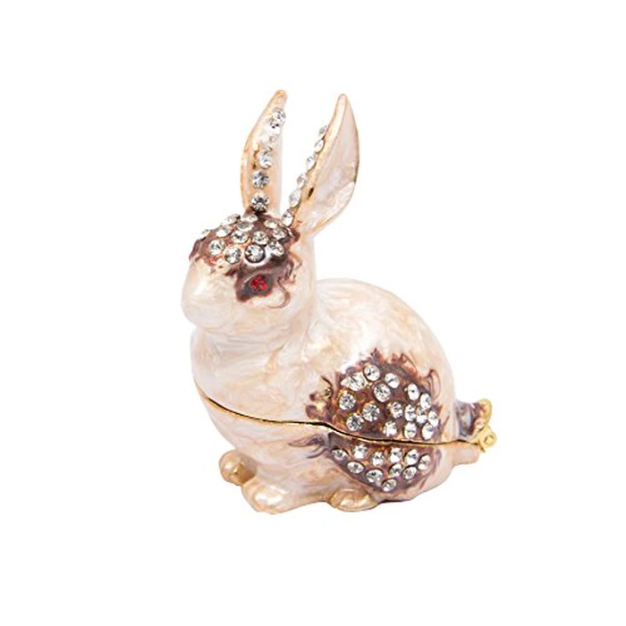 QIFU Hand Painted Enameled Rabbit Style Decorative Hinged Jewelry Trinket Box Unique Gift for Home Decor by QIFU - Used - Like New condition - US$10.92