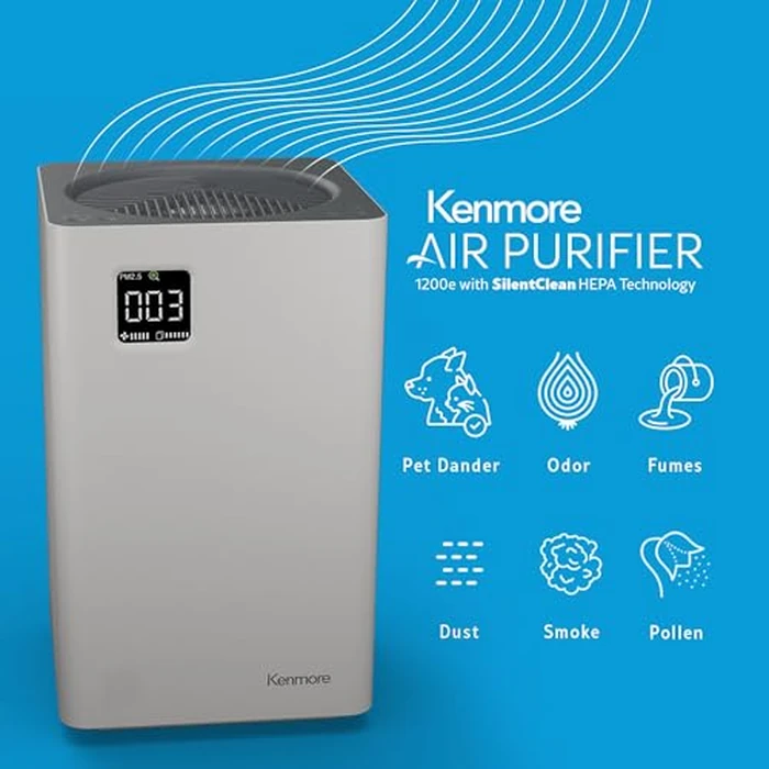 Kenmore PM2010 Air Purifiers with H13 True HEPA Filter, Covers Up to 1200 Sq.Foot, 24db SilentClean 3-Stage HEPA Filtration System, 5 Speeds for Home Large Room, Kitchens & Bedroom, PM2010 by Kenmore - Image 2