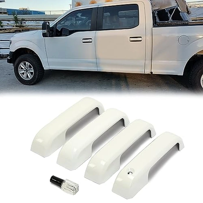 HECASA Door Handle Covers Trims Compatible with 2015-2020 Ford F150/ 2017-2022 F250 F350 F450 W/O Smart Keyhole Oxford White by HECASA - Used - Like New condition - US$15.56