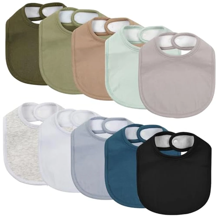 10 Pack Cotton Snap Bibs for Baby Boy Girl, Super Soft Drool Bibs for Teething and Feeding by egmao baby - Used - Very Good condition - US$15.35