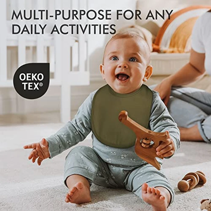 10 Pack Cotton Snap Bibs for Baby Boy Girl, Super Soft Drool Bibs for Teething and Feeding by egmao baby - Image 3