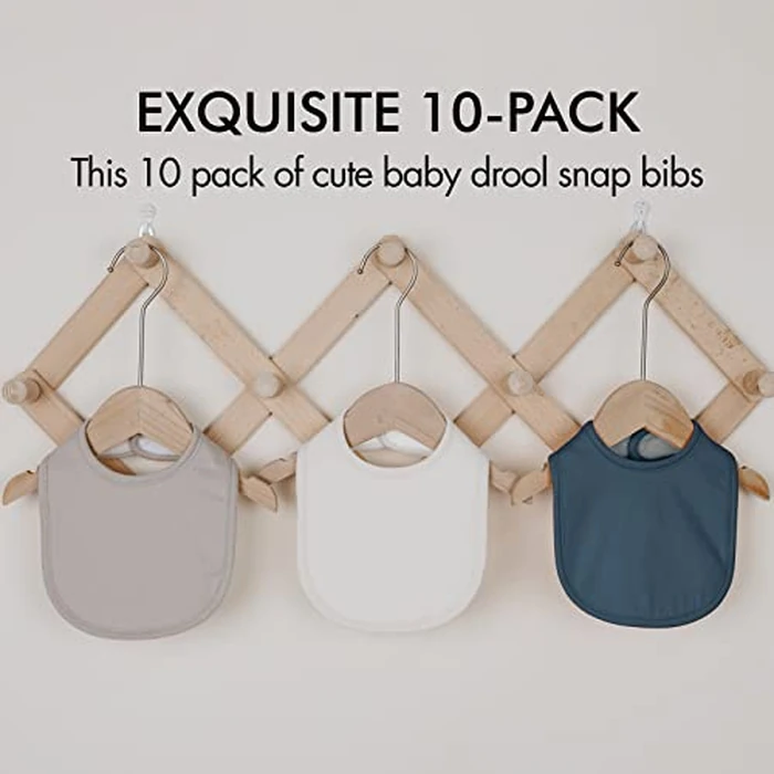 10 Pack Cotton Snap Bibs for Baby Boy Girl, Super Soft Drool Bibs for Teething and Feeding by egmao baby - Image 7