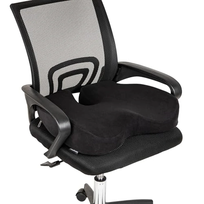 Mind Reader Memory Foam Seat Cushion, Air-Cloud Technology, Ergonomic Pressure Relief for Office, Car, and More, Relieves Hip, Tailbone, Coccyx & Sciatica Pain, 18" L x 16.75" W x 4" H, Black by Mind Reader - Image 7