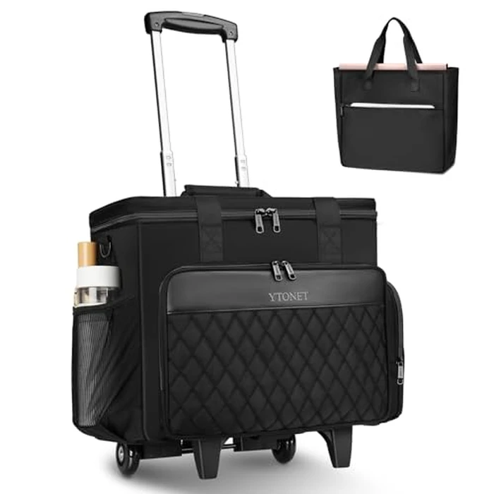 Ytonet Rolling Teacher Bag, Multifunctional Teacher Tote Bag with Detachable Dolly & File Tote, Large Rolling Briefcase with 15.6" Padded Laptop Compartment for Teaching, Office, Work, Craft, Black by Ytonet - Used - Very Good condition - US$56.20