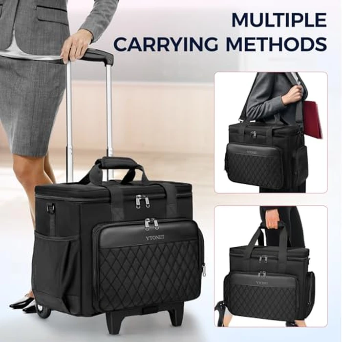 Ytonet Rolling Teacher Bag, Multifunctional Teacher Tote Bag with Detachable Dolly & File Tote, Large Rolling Briefcase with 15.6" Padded Laptop Compartment for Teaching, Office, Work, Craft, Black by Ytonet - Image 5