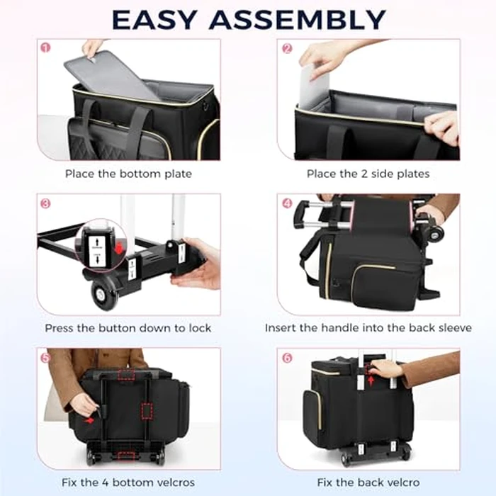 Ytonet Rolling Teacher Bag, Multifunctional Teacher Tote Bag with Detachable Dolly & File Tote, Large Rolling Briefcase with 15.6" Padded Laptop Compartment for Teaching, Office, Work, Craft, Black by Ytonet - Image 7