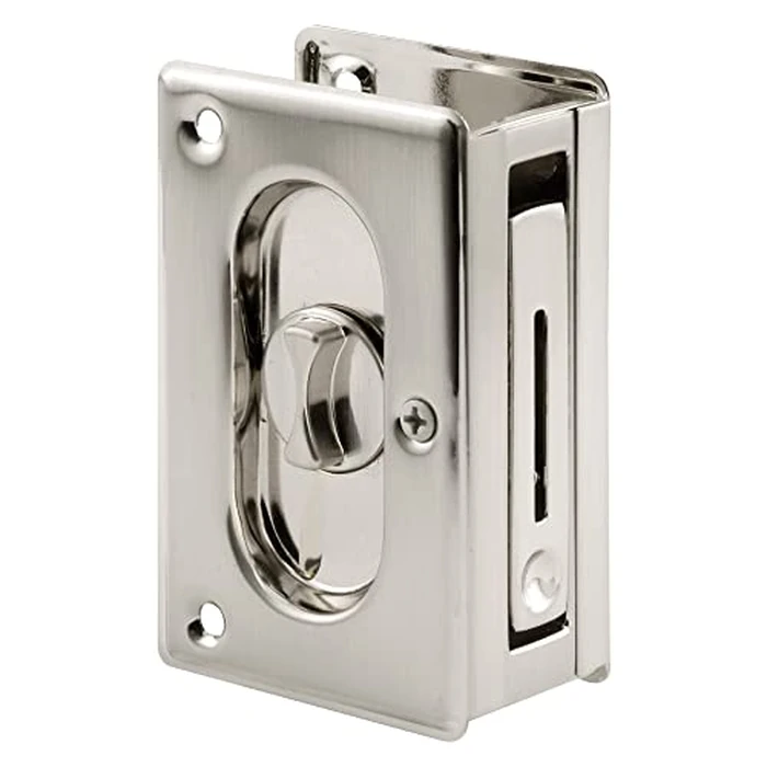 Prime-Line N 7367 Pocket Door Privacy Lock with Pull - Replace Old or Damaged Pocket Door Locks Quickly and Easily - Satin Nickel, 3-3/4” (Single Pack) by PRIME-LINE - Image 1