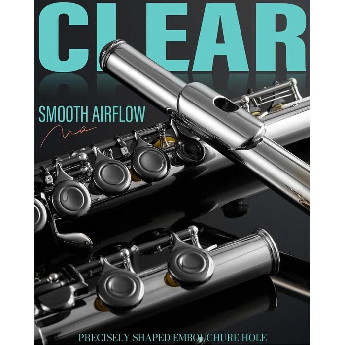 AKLOT Closed-Hole Concert C Flute: Flute Instrument with 16 Keys, Offset G, Smooth Black Nickel Keys, Air-Tight Pads, Include Stylish Leather Hard Case, Cleaning Kit, Stand, Gloves (LUM-MO) by AKLOT - Image 2