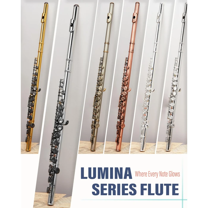 AKLOT Closed-Hole Concert C Flute: Flute Instrument with 16 Keys, Offset G, Smooth Black Nickel Keys, Air-Tight Pads, Include Stylish Leather Hard Case, Cleaning Kit, Stand, Gloves (LUM-MO) by AKLOT - Image 9