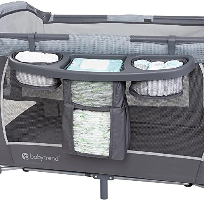 Baby Trend Lil’ Snooze(TM) Deluxe III Nursery Center(R) Playard for Twins, Cozy Grey by Baby Trend - Image 3
