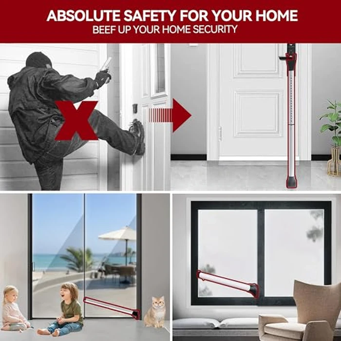 AceMining Upgraded Door Security Bar & Sliding Patio Bar, Heavy Duty Stoppers Adjustable Jammer for Home, Apartment, Travel (1 Pack,White) by AceMining - Image 8