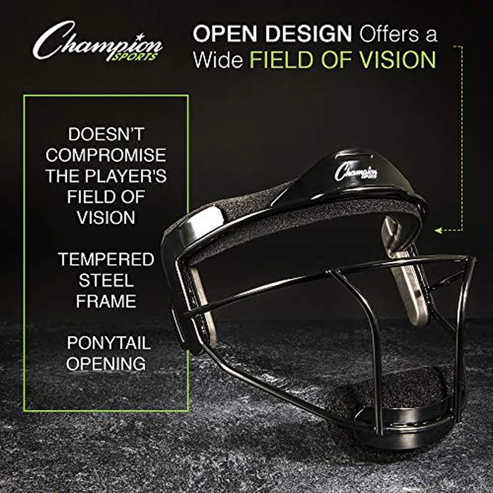 Champion Sports Steel Softball Face Mask - Classic Fielders Masks for Adults - Durable Head Guards - Premium Sports Accessories for Indoors and Outdoors - Black by Champion Sports - Image 4