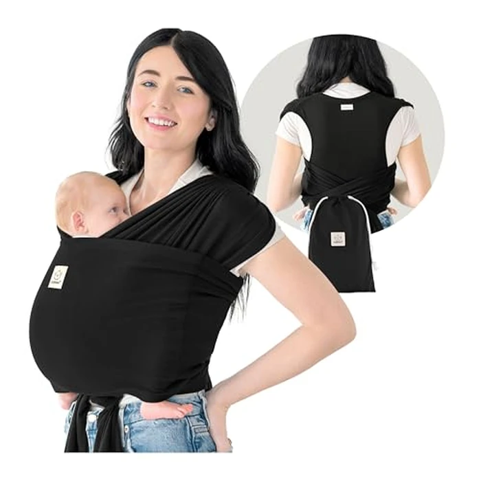 KeaBabies Baby Wrap Carrier Ring Sling - Easy to Wear, Adjustable D-Lite Baby Carrier Newborn to Toddler, Infant Carrying Shirt, Hands Free Bonding, Breathable Fabric Wearing Wrap (Trendy Black) by KeaBabies - Used - Like New condition - US$28.46