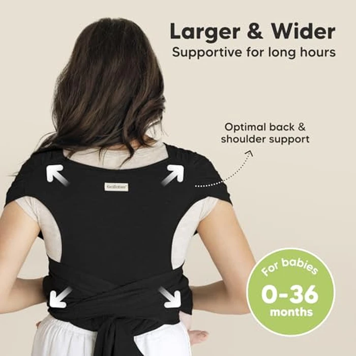 KeaBabies Baby Wrap Carrier Ring Sling - Easy to Wear, Adjustable D-Lite Baby Carrier Newborn to Toddler, Infant Carrying Shirt, Hands Free Bonding, Breathable Fabric Wearing Wrap (Trendy Black) by KeaBabies - Image 2