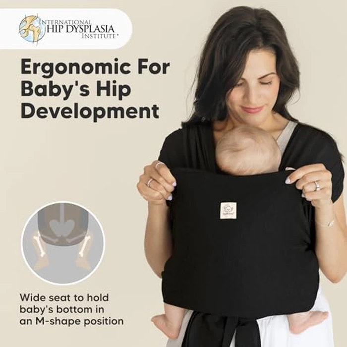 KeaBabies Baby Wrap Carrier Ring Sling - Easy to Wear, Adjustable D-Lite Baby Carrier Newborn to Toddler, Infant Carrying Shirt, Hands Free Bonding, Breathable Fabric Wearing Wrap (Trendy Black) by KeaBabies - Image 5