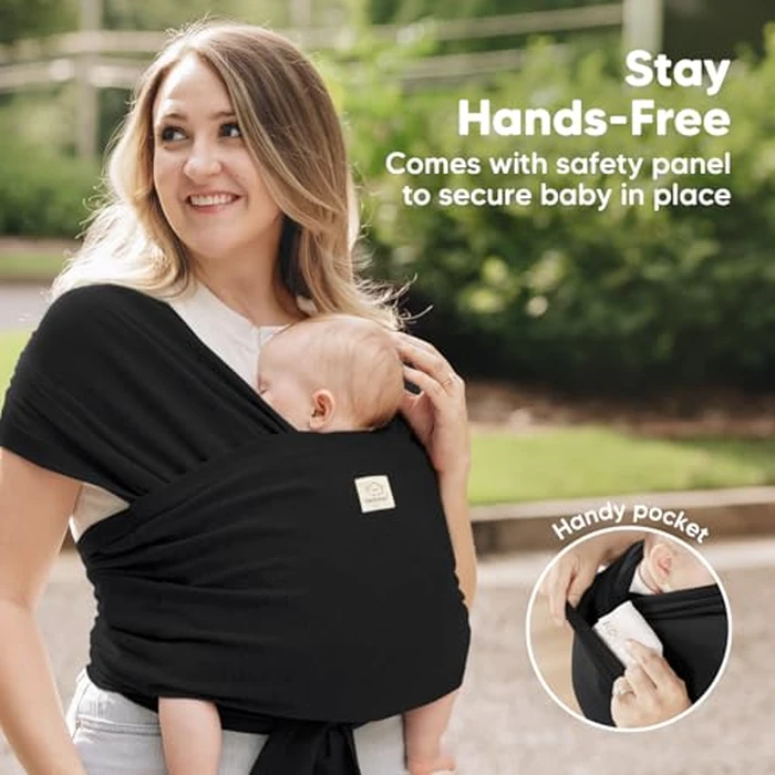 KeaBabies Baby Wrap Carrier Ring Sling - Easy to Wear, Adjustable D-Lite Baby Carrier Newborn to Toddler, Infant Carrying Shirt, Hands Free Bonding, Breathable Fabric Wearing Wrap (Trendy Black) by KeaBabies - Image 7