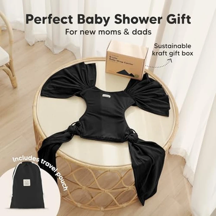 KeaBabies Baby Wrap Carrier Ring Sling - Easy to Wear, Adjustable D-Lite Baby Carrier Newborn to Toddler, Infant Carrying Shirt, Hands Free Bonding, Breathable Fabric Wearing Wrap (Trendy Black) by KeaBabies - Image 8