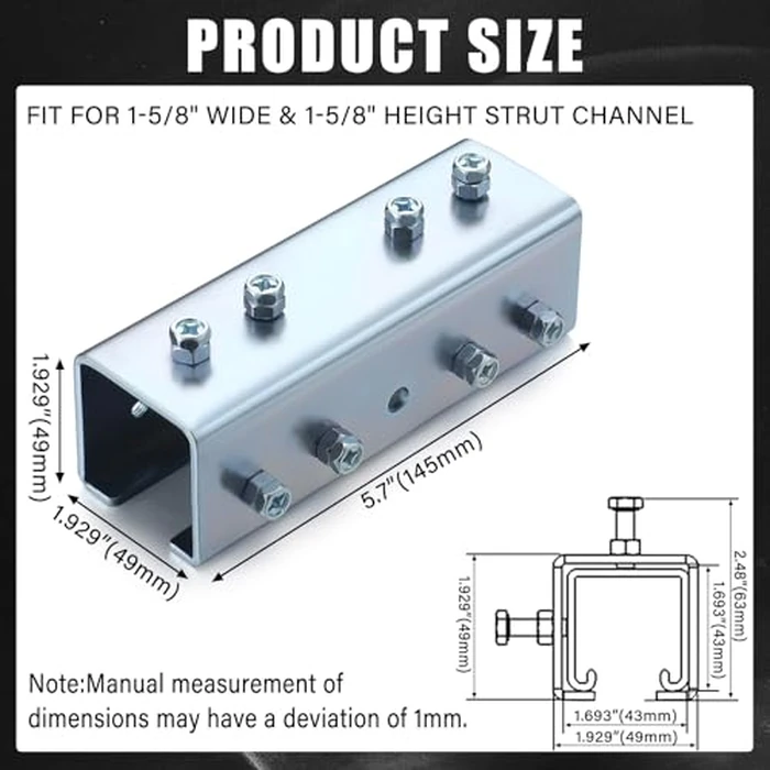 Shimeyao 4 Pcs Strut Channel Bracket Galvanized Steel 3.5 mm Thickness U Shaped Splice Connector Joiner Extend Mounting Bracket Connection for 1-5/8" Wide 1-5/8" Height Strut Channel by Shimeyao - Image 2