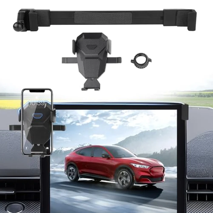 Sunsdrew Car Phone Holder for 2021-2025 Ford Mustang Mach-E Accessories,Adjustable GPS Mach-E Cell Phone Mount ONLY for 15.5-inch Screen,Hands-Free Ultra Stable Air Ven Phone Stand Anti-Shake by Sunsdrew - Used - Very Good condition - US$11.39