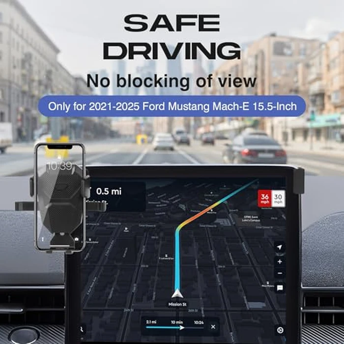 Sunsdrew Car Phone Holder for 2021-2025 Ford Mustang Mach-E Accessories,Adjustable GPS Mach-E Cell Phone Mount ONLY for 15.5-inch Screen,Hands-Free Ultra Stable Air Ven Phone Stand Anti-Shake by Sunsdrew - Image 2