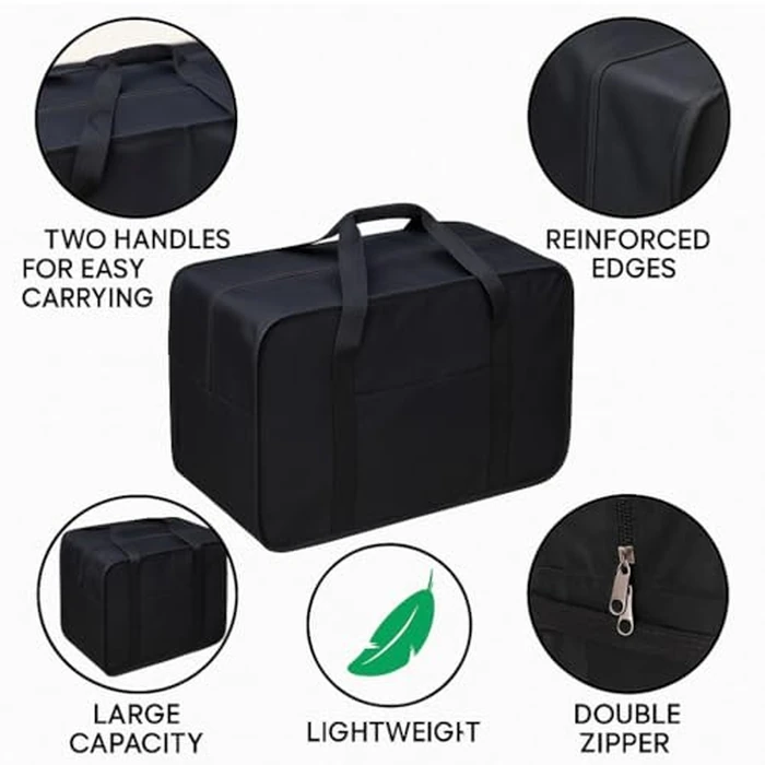 Extra Large Foldable Duffel Bag for Travel - Heavy-Duty Cargo Bag with Zippers & Reinforced Handles, TSA Approved, Water-Resistant, 32x26x16 in - Holds up to 100 lb (Black) by SIAM'S - Image 9