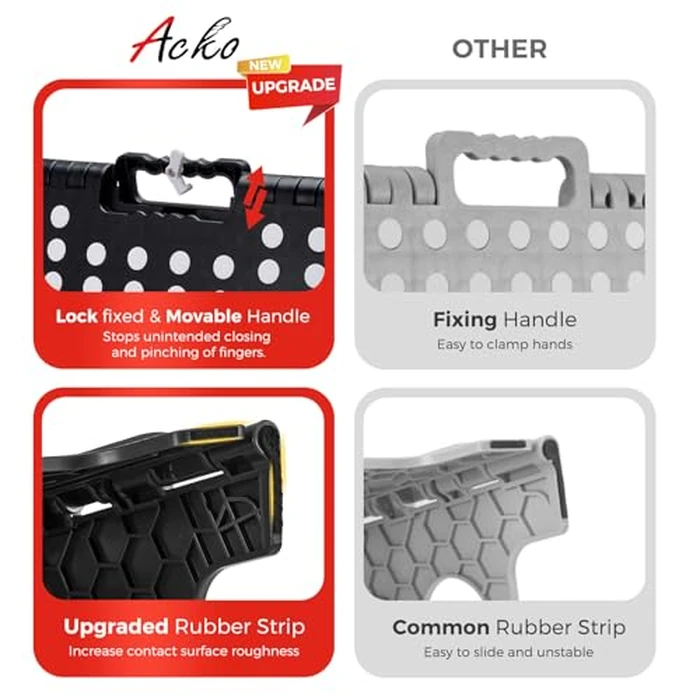ACKO Folding Step Stool Foldable 17.5 Inch 400 lbs Capacity, Plastic Stools for Adults and Kids, Collapsible Stools for Kitchen, Stepping Stool with Handle (Black) by ACKO - Image 2