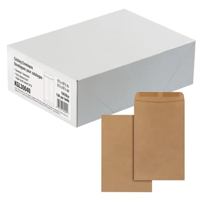 Quality Park Envelopes, 6-1/2 x 9-1/2 Inch Catalog Envelopes, Gummed Flap, 24 lb Natural Kraft, 100 Count - Ideal for Mailing and Storage by Quality Park - Image 1