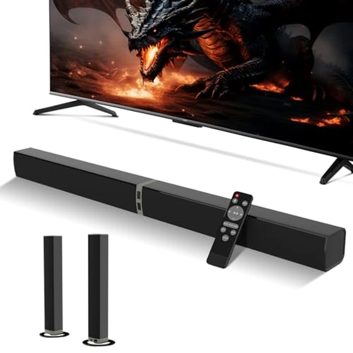MZEIBO 80W Sound Bar for TV with Detachable Speakers - Bluetooth 5.3, Powerful Bass, Home Theater System - ARC/Optical/AUX, Compatible with Smart TV, PC, Laptop, Gaming Console by MZEIBO - Used - Very Good condition - CA$66.69