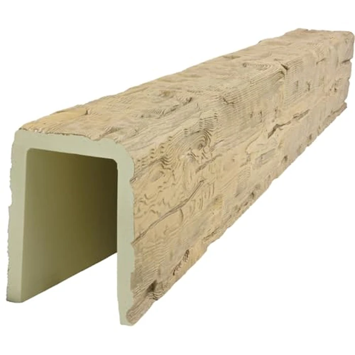 Heritage Timber Salvaged Timber Faux Wood Beam, 3-Sided (U-Beam), 3 1/2"W x 3 1/2"H x 72"L, Natural White Oak Finish by Ekena Millwork - Image 3