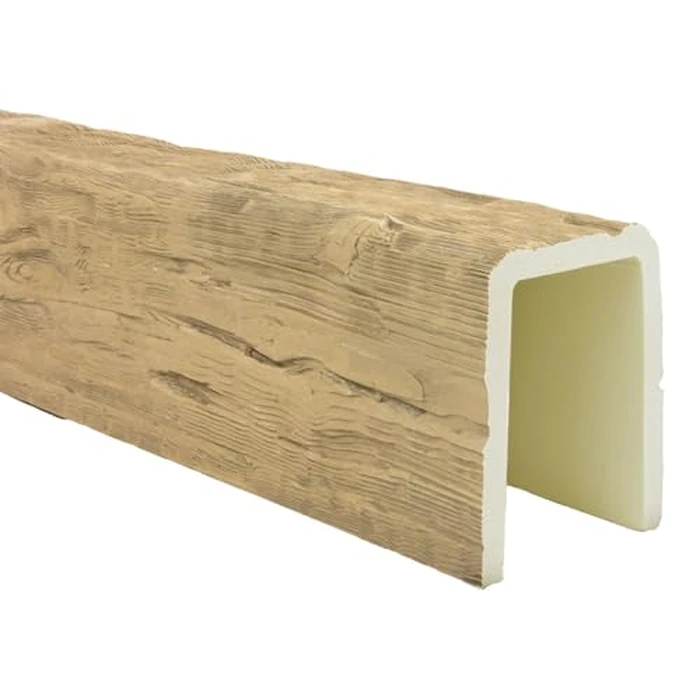 Heritage Timber Salvaged Timber Faux Wood Beam, 3-Sided (U-Beam), 3 1/2"W x 3 1/2"H x 72"L, Natural White Oak Finish by Ekena Millwork - Image 7