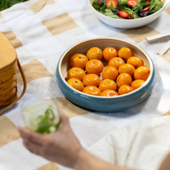 LEXA Bamboo Fruit Bowl for Kitchen Counter, 12 Inch Large & Round, Artisan Lacquered Wooden Fruit Bowl or Candy Bowl, Handcrafted Bamboo Fruit Basket for Kitchen & Home Decor (Navy Blue) by LEXA - Image 6