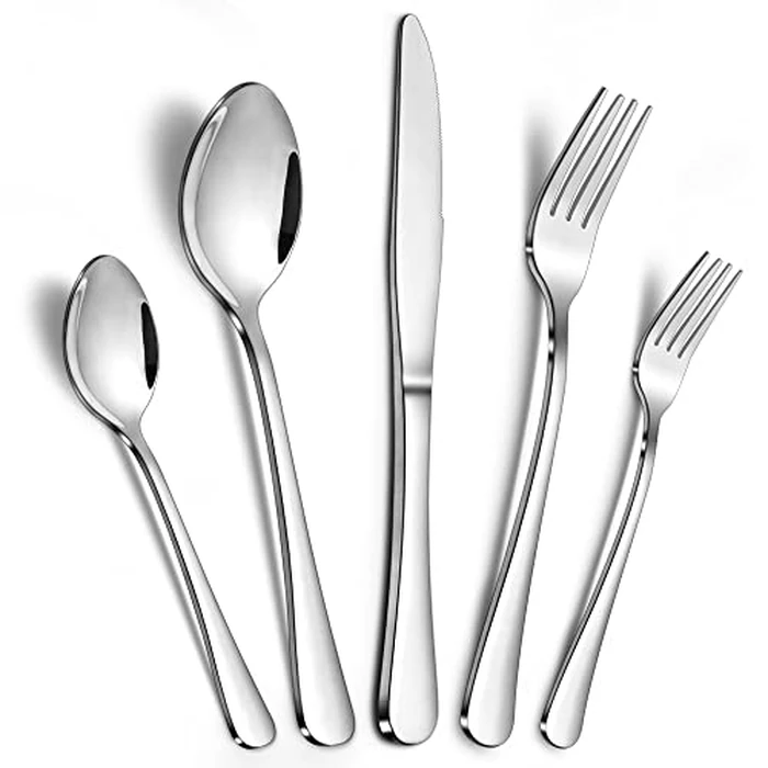 60-Piece Silverware Set, ASKSCICI Stainless Steel Flatware Service for 12, Tableware Cutlery Include Knife/Fork/Spoon, Beading Eating Utensil for Home, Mirror Polished, Dishwasher Safe by ASKSCICI - Used - Very Good condition - CA$33.47