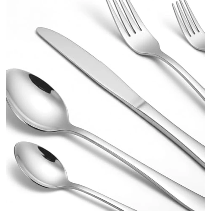 60-Piece Silverware Set, ASKSCICI Stainless Steel Flatware Service for 12, Tableware Cutlery Include Knife/Fork/Spoon, Beading Eating Utensil for Home, Mirror Polished, Dishwasher Safe by ASKSCICI - Image 4