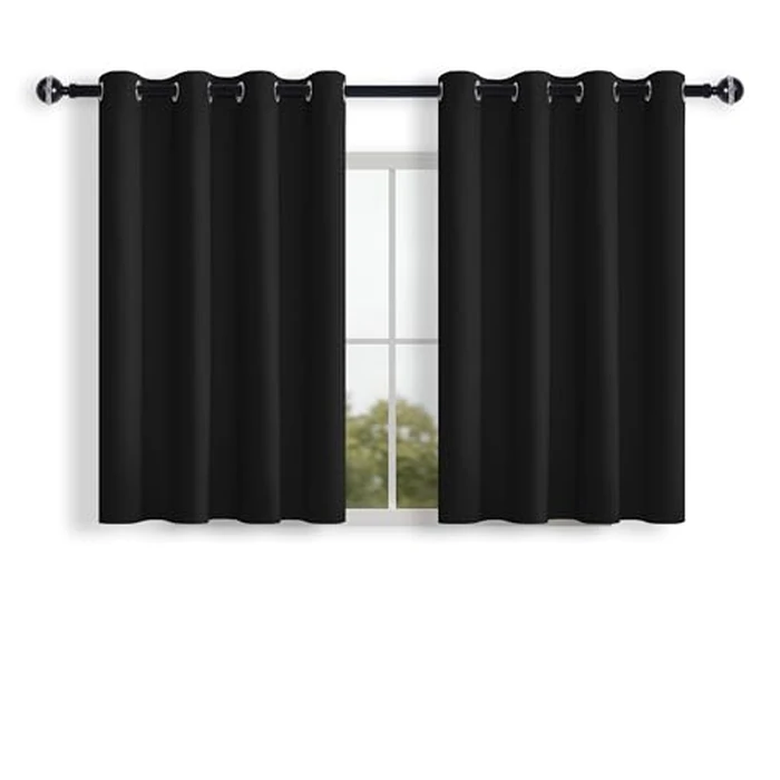 Hiasan Black Short Curtains 30 Inches Long 2 Panels for Kitchen, Thermal Insulated Sun Blocking Grommet Small Curtains Halloween Basement Window Valance, 52 Inches Wide by Hiasan - Image 7