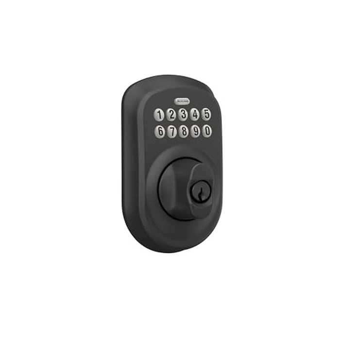 Schlage Plymouth Electronic Keypad Deadbolt Lock, Keyless Front Door Entry, Mechanical Key Backup Included, Matte Black, BE365 PLY 622 by SCHLAGE - Image 2