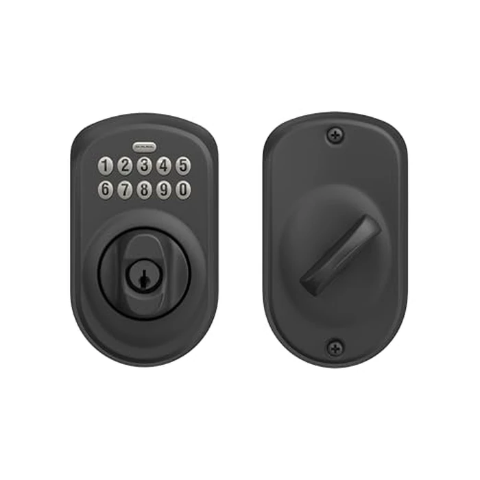 Schlage Plymouth Electronic Keypad Deadbolt Lock, Keyless Front Door Entry, Mechanical Key Backup Included, Matte Black, BE365 PLY 622 by SCHLAGE - Image 7