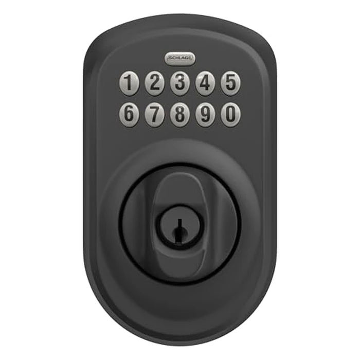 Schlage Plymouth Electronic Keypad Deadbolt Lock, Keyless Front Door Entry, Mechanical Key Backup Included, Matte Black, BE365 PLY 622 by SCHLAGE - Image 8