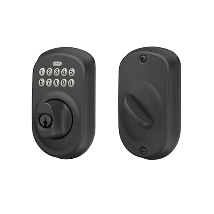 Schlage Plymouth Electronic Keypad Deadbolt Lock, Keyless Front Door Entry, Mechanical Key Backup Included, Matte Black, BE365 PLY 622 by SCHLAGE - Image 9