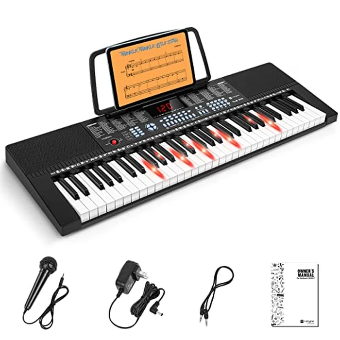 Vangoa 61-Key Light-Up Keyboard Piano for Beginners, 350 Tones & Timbres, 3 Teaching Modes, With Microphone, Black by Vangoa - Used - Very Good condition - US$64.53